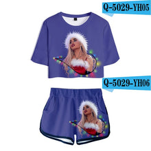 Load image into Gallery viewer, Two Piece Set Short 3D Pant Ariana Grande T shirt 3D Women Sets lovely Dew navel Tops and Short Pants Can be sold in one piece