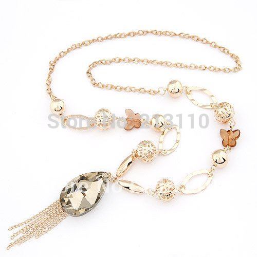 Kymyad Jewelry Tassel Necklace Bijoux Exaggerated Glasses Rhinestone Long Necklace Section Fashion Jewelry suspension collares
