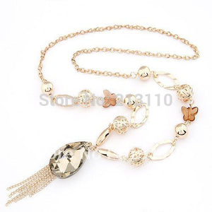 Kymyad Jewelry Tassel Necklace Bijoux Exaggerated Glasses Rhinestone Long Necklace Section Fashion Jewelry suspension collares