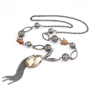 Kymyad Jewelry Tassel Necklace Bijoux Exaggerated Glasses Rhinestone Long Necklace Section Fashion Jewelry suspension collares