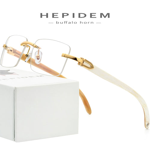 Buffalo Horn Glasses Frame Men Square High Quality Women Rimless Prescription Eyeglasses 2019 Optical Frames Eyewear 8100907