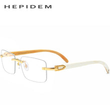 Load image into Gallery viewer, Buffalo Horn Glasses Frame Men Square High Quality Women Rimless Prescription Eyeglasses 2019 Optical Frames Eyewear 8100907