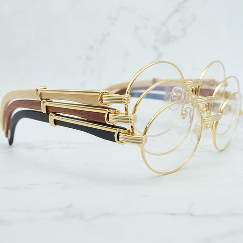 Wood Clear Eye Glasses Frames for Men Retro Oval Carter Eyeglasses Frame Women Mens Accessories Luxury Brand Gold Optical Frames