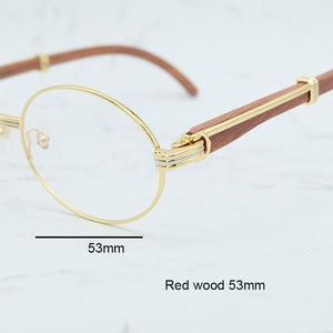 Wood Clear Eye Glasses Frames for Men Retro Oval Carter Eyeglasses Frame Women Mens Accessories Luxury Brand Gold Optical Frames