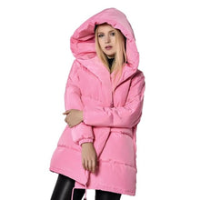 Load image into Gallery viewer, Winter Jackets Women 90% White Duck Down Parkas Loose Fit Plus Size Hooded Coats Medium Long Warm Casual Pink Snow Outwear