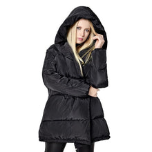 Load image into Gallery viewer, Winter Jackets Women 90% White Duck Down Parkas Loose Fit Plus Size Hooded Coats Medium Long Warm Casual Pink Snow Outwear