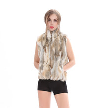 Load image into Gallery viewer, ZY88041  Autumn Lady Genuine Natural Fur Rabbit Fur Vest Mandarin Collar Winter Women Fur Waistcoat Female Outerwear Coats Gilet