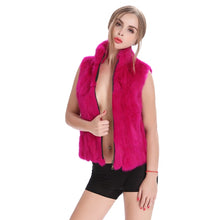 Load image into Gallery viewer, ZY88041  Autumn Lady Genuine Natural Fur Rabbit Fur Vest Mandarin Collar Winter Women Fur Waistcoat Female Outerwear Coats Gilet
