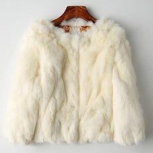 Load image into Gallery viewer, Genuine Full Pelt Fur Jacket Women&#39;s Design Rabbit Fur Coat Natural Wholeskin Fur Coat O-Neck Fashion Slim Thin Rabbit Fur Coat