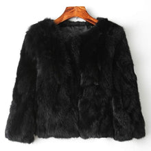 Load image into Gallery viewer, Genuine Full Pelt Fur Jacket Women&#39;s Design Rabbit Fur Coat Natural Wholeskin Fur Coat O-Neck Fashion Slim Thin Rabbit Fur Coat