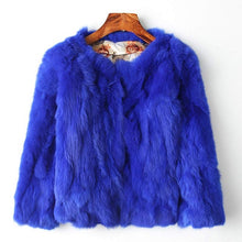 Load image into Gallery viewer, Genuine Full Pelt Fur Jacket Women&#39;s Design Rabbit Fur Coat Natural Wholeskin Fur Coat O-Neck Fashion Slim Thin Rabbit Fur Coat