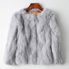 Load image into Gallery viewer, Genuine Full Pelt Fur Jacket Women&#39;s Design Rabbit Fur Coat Natural Wholeskin Fur Coat O-Neck Fashion Slim Thin Rabbit Fur Coat