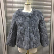 Load image into Gallery viewer, Genuine Full Pelt Fur Jacket Women&#39;s Design Rabbit Fur Coat Natural Wholeskin Fur Coat O-Neck Fashion Slim Thin Rabbit Fur Coat