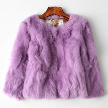 Load image into Gallery viewer, Genuine Full Pelt Fur Jacket Women&#39;s Design Rabbit Fur Coat Natural Wholeskin Fur Coat O-Neck Fashion Slim Thin Rabbit Fur Coat