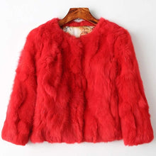 Load image into Gallery viewer, Genuine Full Pelt Fur Jacket Women&#39;s Design Rabbit Fur Coat Natural Wholeskin Fur Coat O-Neck Fashion Slim Thin Rabbit Fur Coat