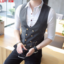 Load image into Gallery viewer, Mens Double Breasted Vest Men Dress Suit Vest Men Formal Black Gtrey Vest Suit Gilet Vest Colete Masculino Plus-size M - 5XL