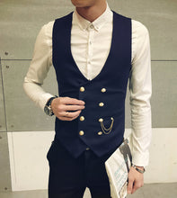 Load image into Gallery viewer, Mens Double Breasted Vest Men Dress Suit Vest Men Formal Black Gtrey Vest Suit Gilet Vest Colete Masculino Plus-size M - 5XL