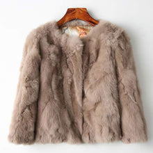 Load image into Gallery viewer, Genuine Full Pelt Fur Jacket Women&#39;s Design Rabbit Fur Coat Natural Wholeskin Fur Coat O-Neck Fashion Slim Thin Rabbit Fur Coat