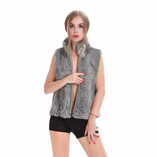 Load image into Gallery viewer, ZY88041  Autumn Lady Genuine Natural Fur Rabbit Fur Vest Mandarin Collar Winter Women Fur Waistcoat Female Outerwear Coats Gilet