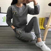 Load image into Gallery viewer, Hot Autumn Winter Tracksuit Long Sleeve Embroidery Cotton Sweatshirts 2018 Women 2 Piece Set Tops+Pants Sporting Suit Female