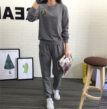 Load image into Gallery viewer, Hot Autumn Winter Tracksuit Long Sleeve Embroidery Cotton Sweatshirts 2018 Women 2 Piece Set Tops+Pants Sporting Suit Female