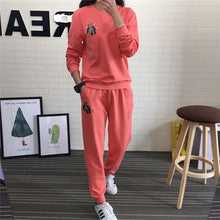 Load image into Gallery viewer, Hot Autumn Winter Tracksuit Long Sleeve Embroidery Cotton Sweatshirts 2018 Women 2 Piece Set Tops+Pants Sporting Suit Female