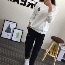 Load image into Gallery viewer, Hot Autumn Winter Tracksuit Long Sleeve Embroidery Cotton Sweatshirts 2018 Women 2 Piece Set Tops+Pants Sporting Suit Female