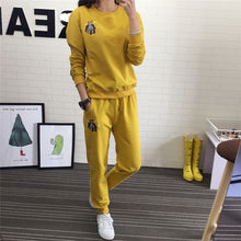 Load image into Gallery viewer, Hot Autumn Winter Tracksuit Long Sleeve Embroidery Cotton Sweatshirts 2018 Women 2 Piece Set Tops+Pants Sporting Suit Female