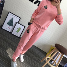 Load image into Gallery viewer, Hot Autumn Winter Tracksuit Long Sleeve Embroidery Cotton Sweatshirts 2018 Women 2 Piece Set Tops+Pants Sporting Suit Female