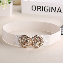 Load image into Gallery viewer, Elegant Elastic Belts for Woman 3.5*80CM Lady Flowers  Belt Pant Accessories 2018 Korean Style Beaded Buckle Wide Belt