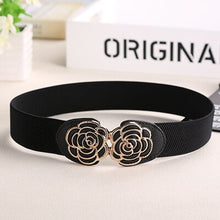 Load image into Gallery viewer, Elegant Elastic Belts for Woman 3.5*80CM Lady Flowers  Belt Pant Accessories 2018 Korean Style Beaded Buckle Wide Belt