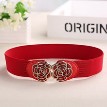 Load image into Gallery viewer, Elegant Elastic Belts for Woman 3.5*80CM Lady Flowers  Belt Pant Accessories 2018 Korean Style Beaded Buckle Wide Belt