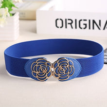 Load image into Gallery viewer, Elegant Elastic Belts for Woman 3.5*80CM Lady Flowers  Belt Pant Accessories 2018 Korean Style Beaded Buckle Wide Belt