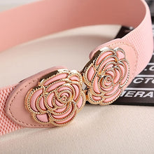 Load image into Gallery viewer, Elegant Elastic Belts for Woman 3.5*80CM Lady Flowers  Belt Pant Accessories 2018 Korean Style Beaded Buckle Wide Belt