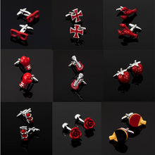 Load image into Gallery viewer, High quality men&#39;s series of other red Cufflinks / glasses / coke bottle / Cross / music symbols / extinguisher Cufflinks