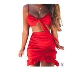 Load image into Gallery viewer, Women's Sets ruffles camis summer 2 piece set crop top short package hip skirt two piece set skirts summer for female women