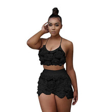Load image into Gallery viewer, Sexy 2 Piece Set Women White Floral Mesh Lace Pant Suit Crop Top and Shorts Set 2019 Summer Outfits Clothing Set D41-AZ-69
