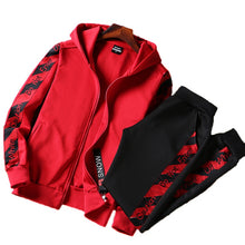 Load image into Gallery viewer, AmberHeard Men Sportsuit Set Spring Fashion Hooded Sweatshirt+Pants Sportswear Two Piece Set Tracksuit For Men Fitness Clothing