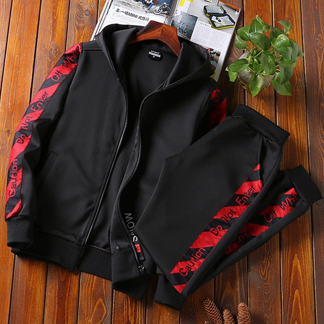 AmberHeard Men Sportsuit Set Spring Fashion Hooded Sweatshirt+Pants Sportswear Two Piece Set Tracksuit For Men Fitness Clothing