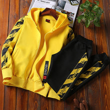 Load image into Gallery viewer, AmberHeard Men Sportsuit Set Spring Fashion Hooded Sweatshirt+Pants Sportswear Two Piece Set Tracksuit For Men Fitness Clothing