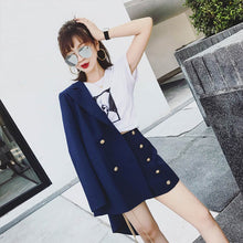 Load image into Gallery viewer, ELegant Office Lady Short Suit Set Women 2 Piece Set white Color Jacket Blazer + High Waist Mini Pant Suits Female Tracksuit