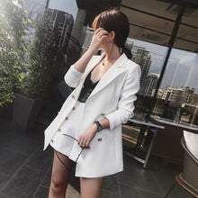 Load image into Gallery viewer, ELegant Office Lady Short Suit Set Women 2 Piece Set white Color Jacket Blazer + High Waist Mini Pant Suits Female Tracksuit