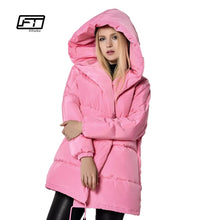 Load image into Gallery viewer, Winter Jackets Women 90% White Duck Down Parkas Loose Fit Plus Size Hooded Coats Medium Long Warm Casual Pink Snow Outwear