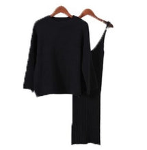 Load image into Gallery viewer, Autumn Womans Sweater + Straped Dress Sets Solid Color Female Casual Two-Pieces Suits Loose Sweater Knit Mini Dress Winter