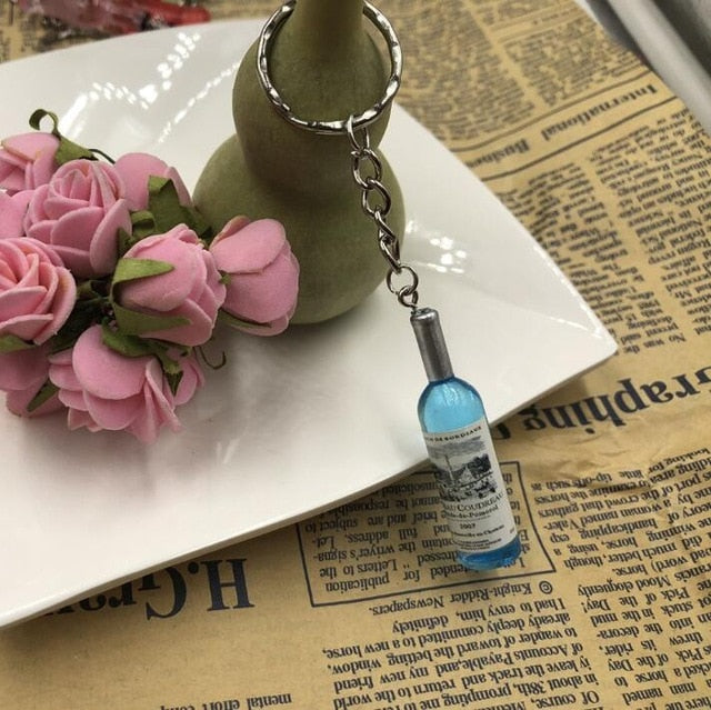 New Handmade Resin Wine Bottle Key Chains Unisex