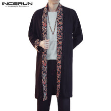 Load image into Gallery viewer, Japan Style Autumn Coat Men&#39;s Coat Cardigan Long Sleeve Open Stitch Floral Loose Patchwork Outwear Hombre Shirt Camisas Fashion