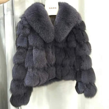 Load image into Gallery viewer, ETHEL ANDERSON Luxury Genuine Real Fox Fur Jackets&amp;Coats With Fox Fur Collar For Ladies Short Fox Fur Outerwear In Fur Garments