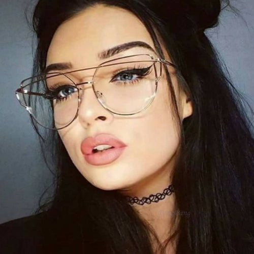Cat Eye glasses Frame Women Retro Metal Eyeglasses Clear Lens Transparent Optical Glasses Frame Spectacle Gafas oculos eye wear