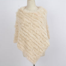 Load image into Gallery viewer, Women's Knitted Poncho Real Rabbit Fur Fashion Style Winter Autumn Warm Fur Shawl Ladies Top Quality Cape S1071S