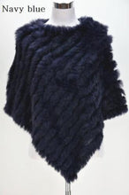 Load image into Gallery viewer, Women's Knitted Poncho Real Rabbit Fur Fashion Style Winter Autumn Warm Fur Shawl Ladies Top Quality Cape S1071S